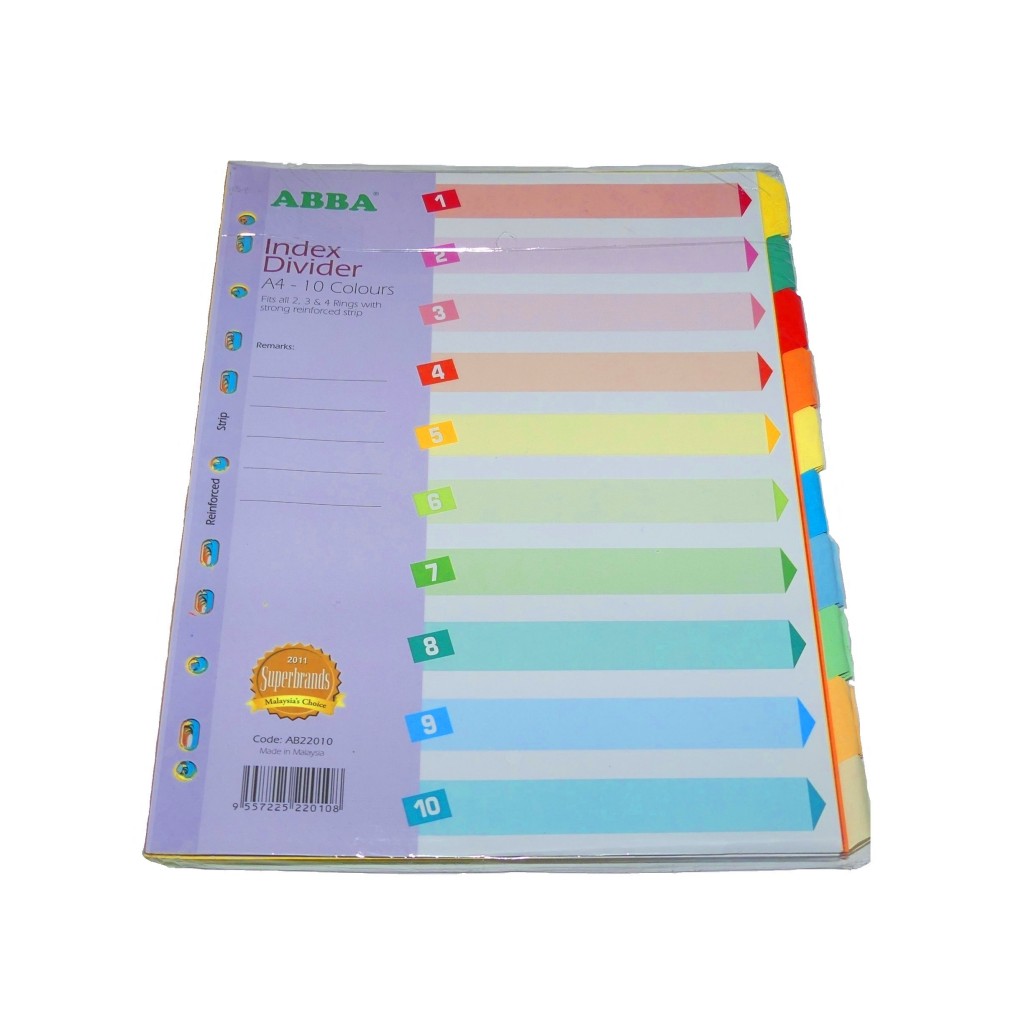 Index Divider 10 colours L & L Sationery